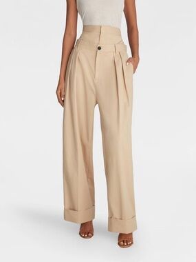 NEW KBB by KAHLANA Women's Baggy Leg 'The Waist Curtain Trouser Tan XS Target